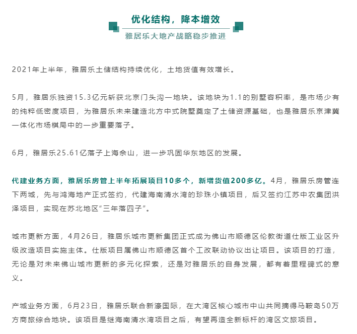 房企半年业绩发布丨雅居乐前六月预售金额753.3亿元，稳健进取提升竞争优势 - 广州市房协